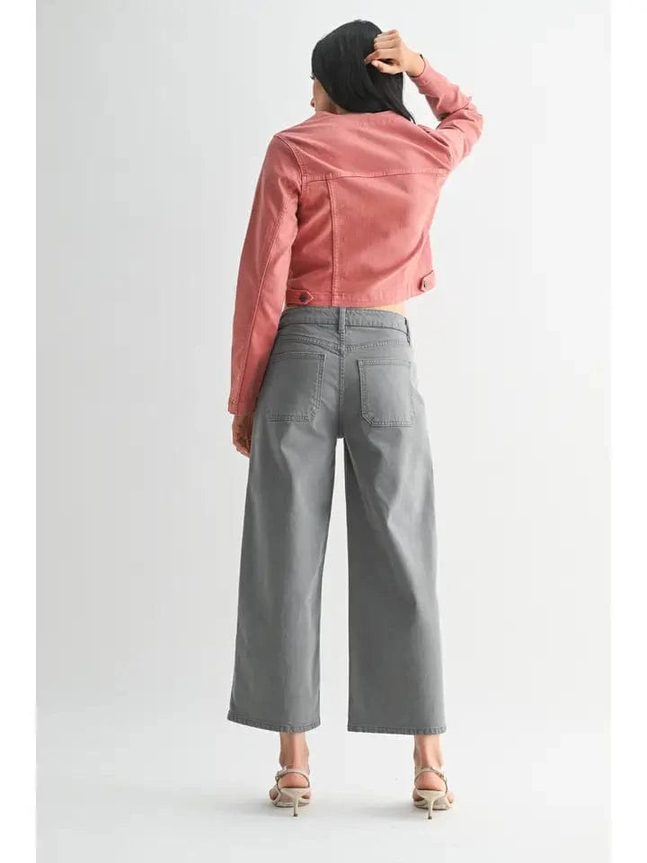 High Rise Cropped Wide Leg - Storm Gray