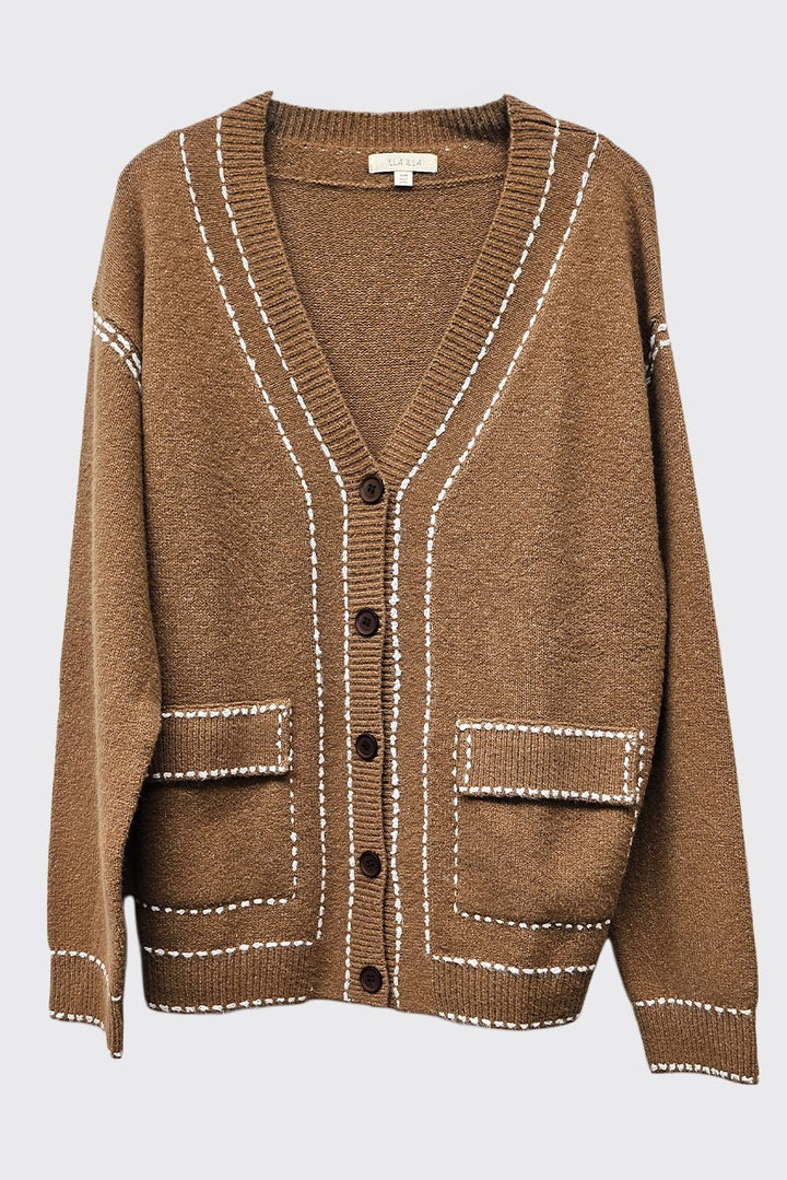 Contrast Stitched Cardigan