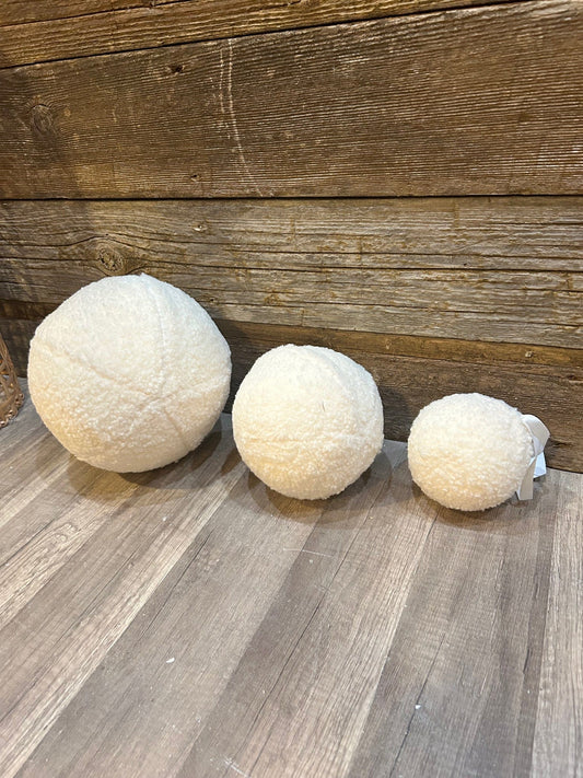 Fluffy Cream Hanging Ball Ornament - 3 Sizes