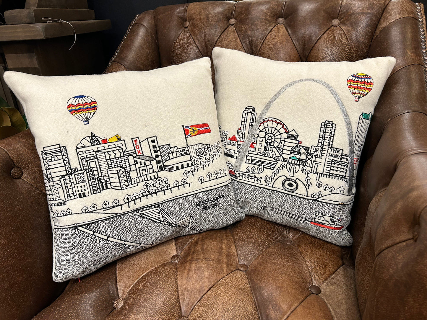 St. Louis Square Pillow - Embroidered City Artistry - 2 Designs