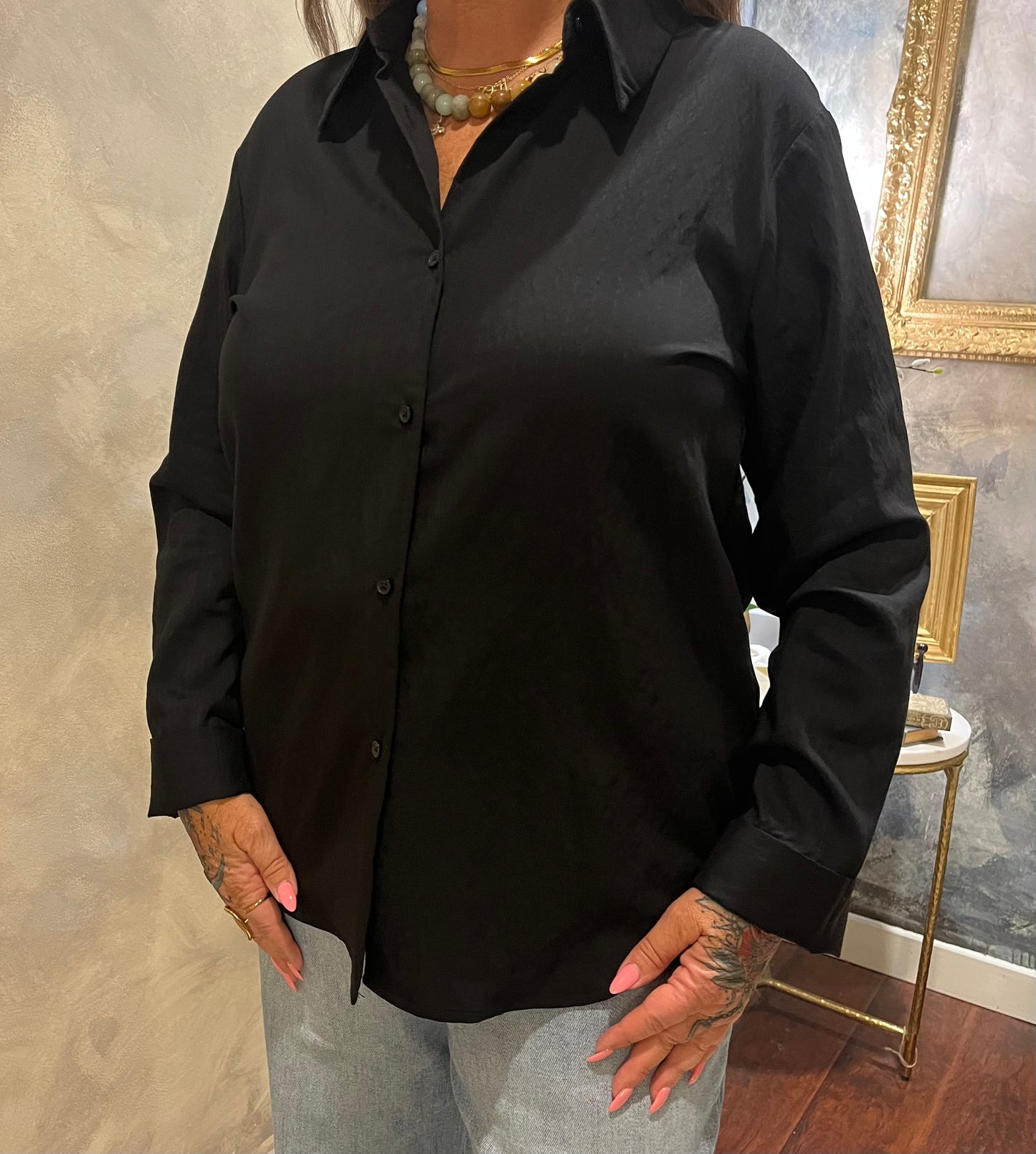 The Alexandra Top | Sheer Pinstripe Button-Down Shirt