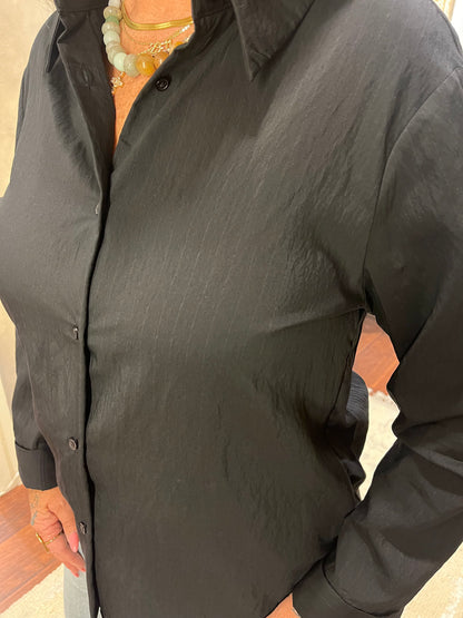 The Alexandra Top | Sheer Pinstripe Button-Down Shirt