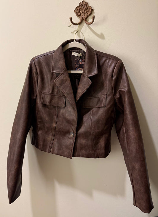 Faux Leather Crop Jacket