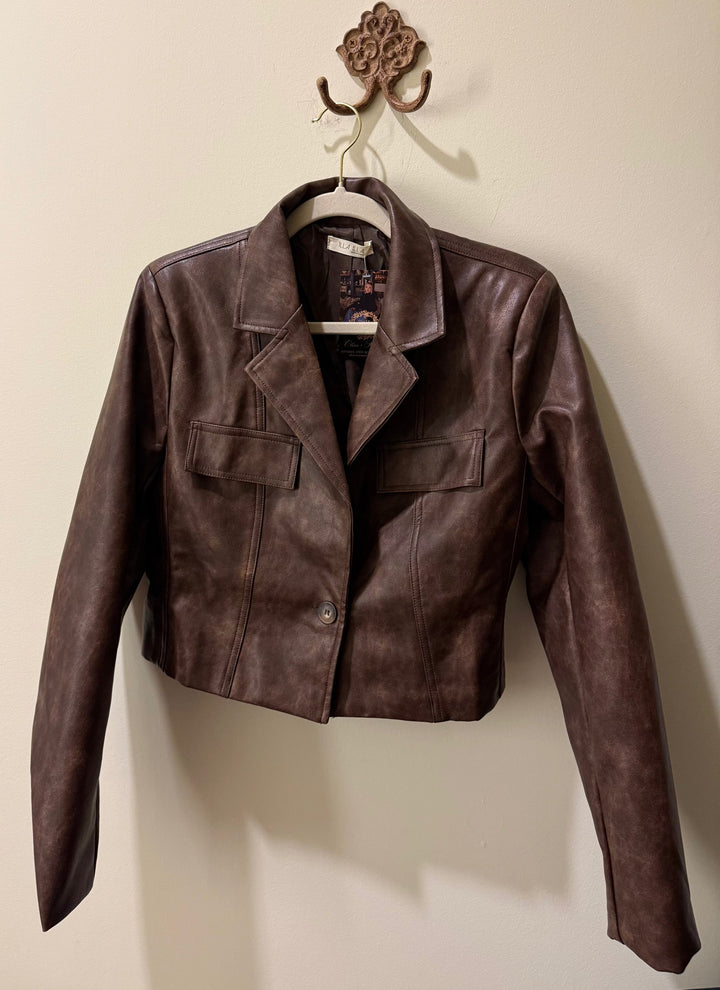 Faux Leather Crop Jacket