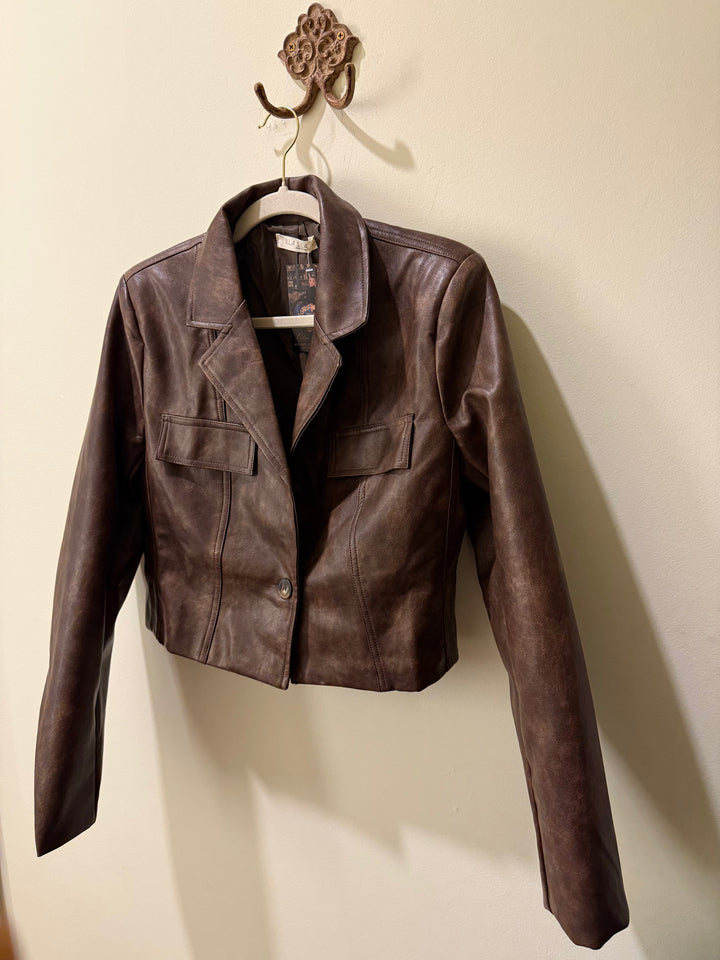 Faux Leather Crop Jacket