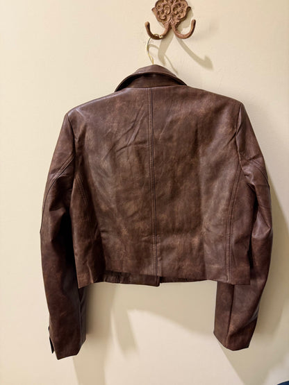 Faux Leather Crop Jacket
