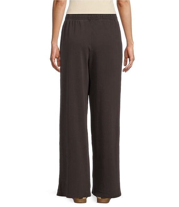 Flag and Anthem Dolly wide-leg vintage washed dark brown pants with elastic waist