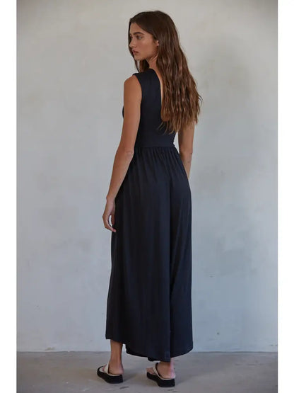 Spandex Open Back Wide Leg Jumpsuit
