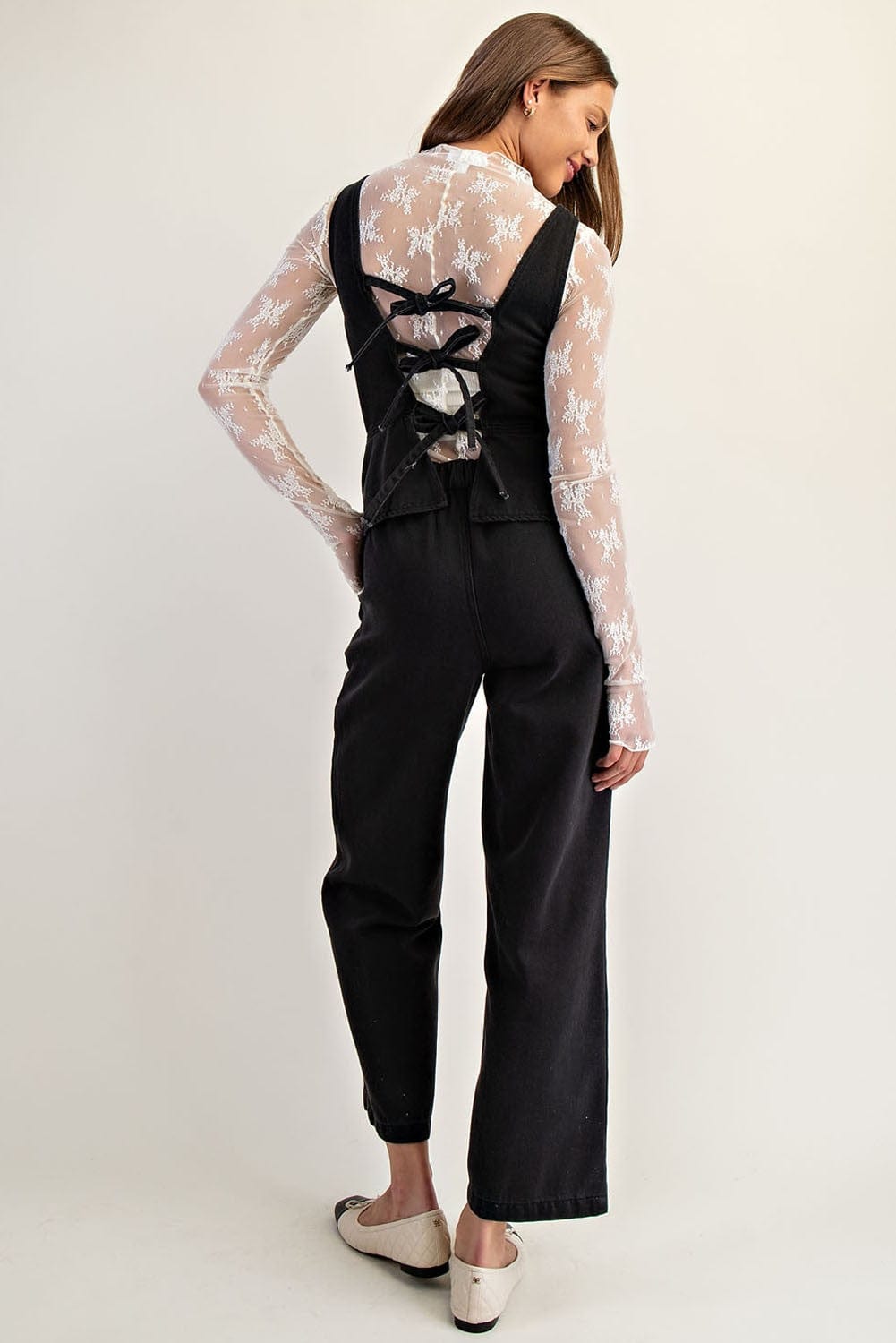 Button Down Tie Back Jumpsuit