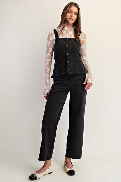 Button Down Tie Back Jumpsuit