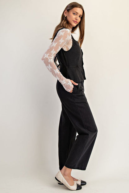 Button Down Tie Back Jumpsuit