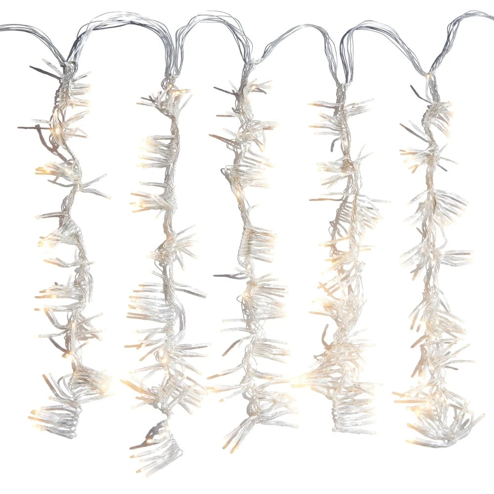 10' Clear Wire Flowing Cluster W/960 Warm White Lights w/Remote