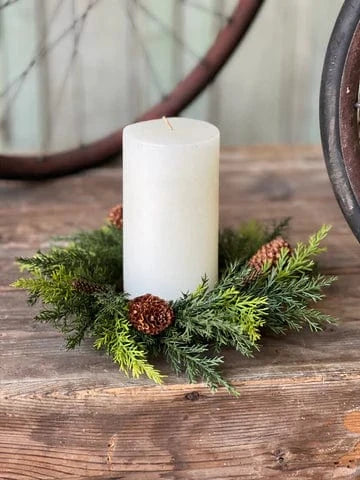 Prickly Pine Candle Ring | Green | 9"