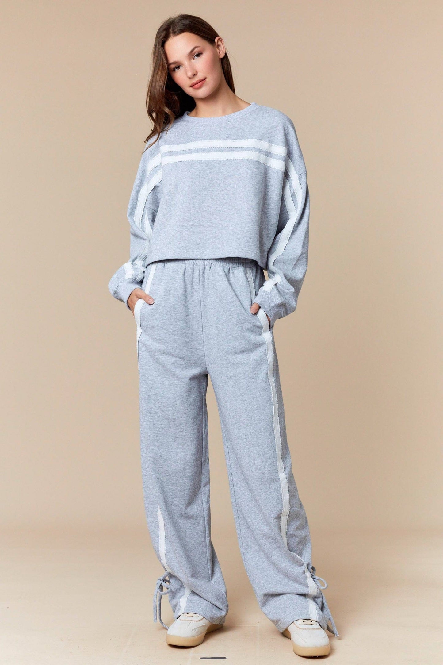 Lace Trim Detail Sweat Set