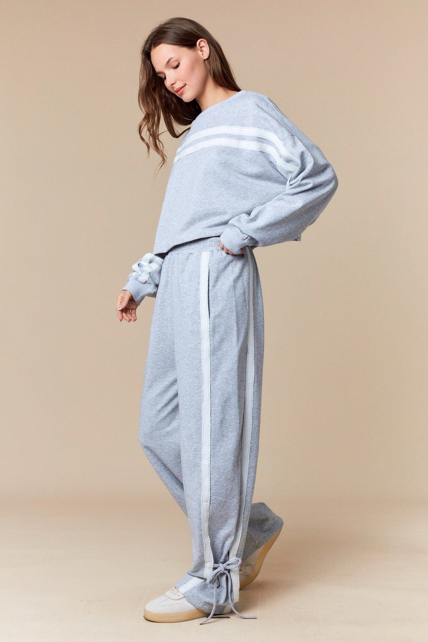 Lace Trim Detail Sweat Set