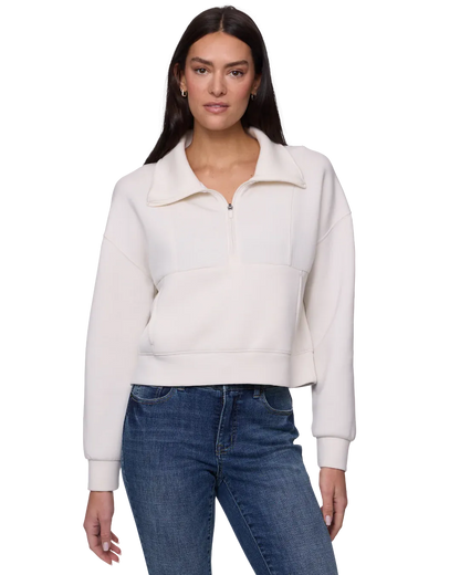 Flag and Anthem cream scuba half-zip pullover sweatshirt with collar and ribbed cuffs