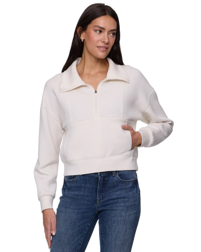 Flag and Anthem cream scuba half-zip pullover sweatshirt with front kangaroo pocket