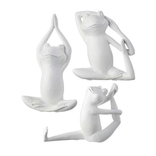 6.75" White Resin Yoga Frog (3 Styles)
