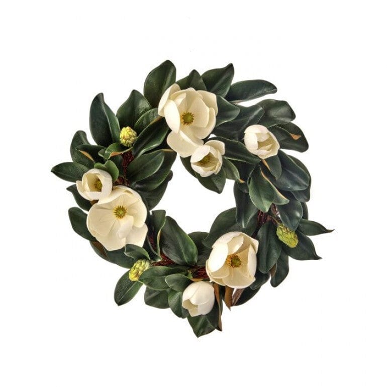 WHITE VERANDA MAGNOLIA WREATH 24"