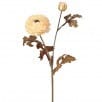 Cream artificial ranunculus stem with autumn brown leaves, 24 inches tall