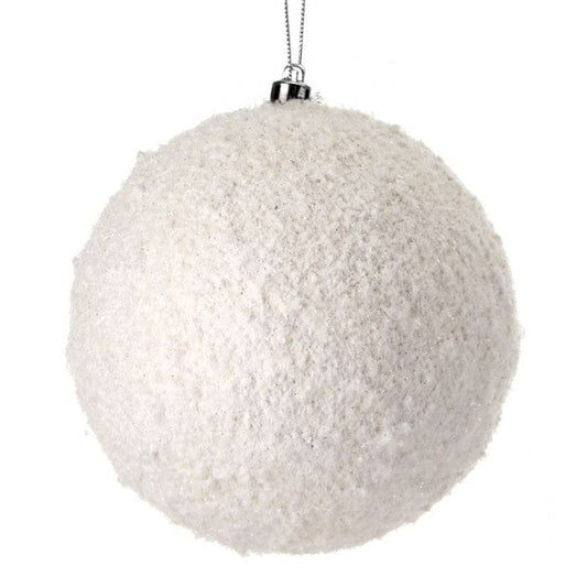 6" FROSTED TEXTURE SNOWBALL ORNAMENT