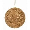 Round gold glitter mini bead ball Christmas ornament with hanging string