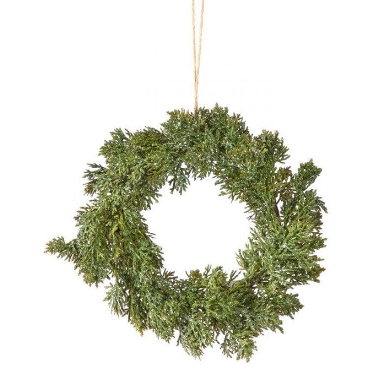 Iced Cedar Candle Ring Wreath