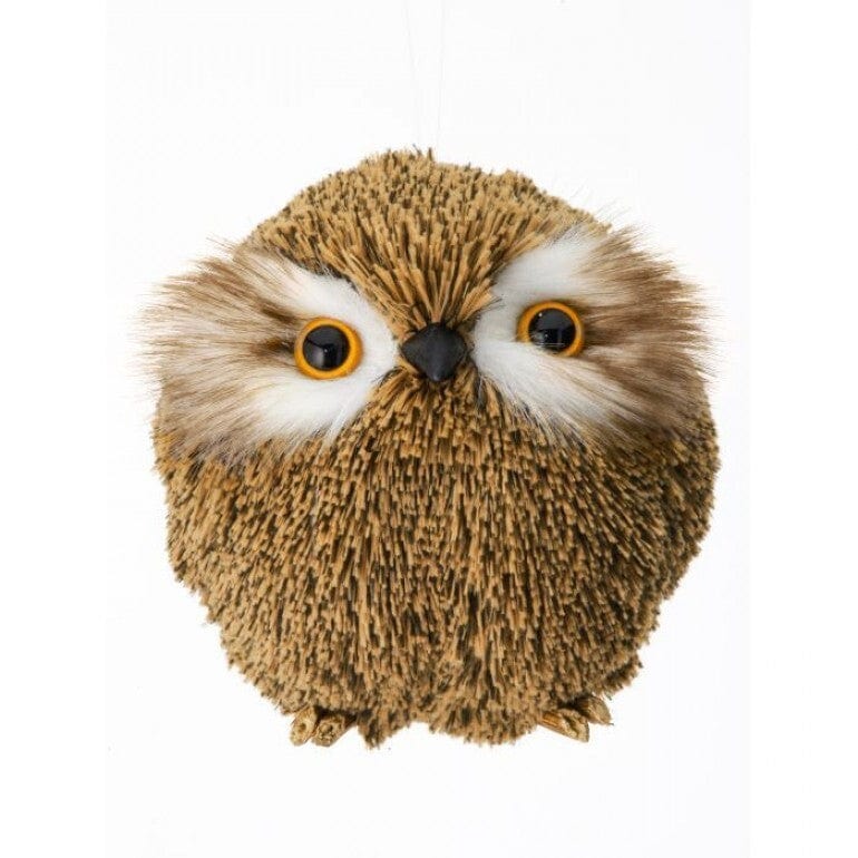 5" FAUX FUR OWL BALL ORNAMENT