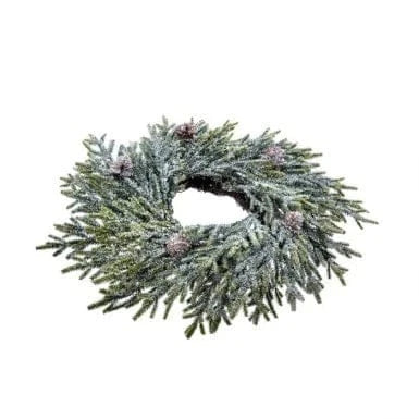 12" Frosted Mini Fir W/cones Candle Wreath