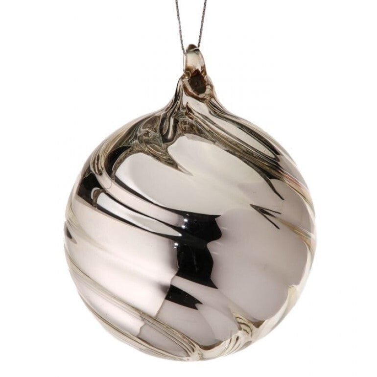 90MM HEAVY GLASS BALL ORNAMENT - SILVER
