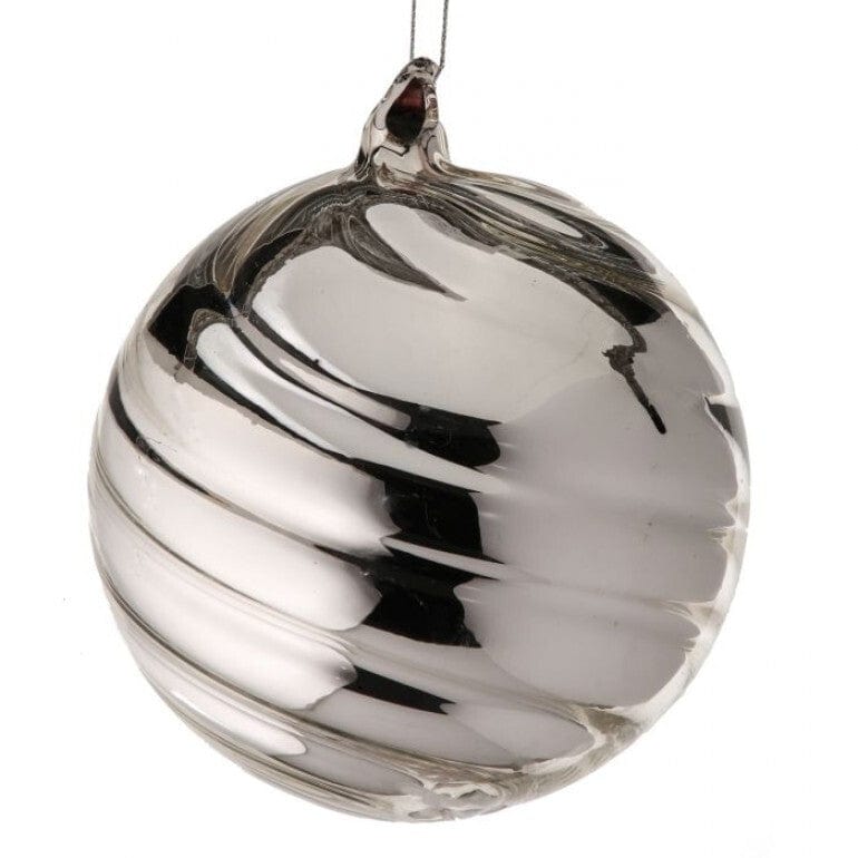 120MM HEAVY GLASS BALL ORNAMENT - SILVER