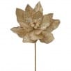 24" GOLD MICRO BEADED/SEQUINED POINSETTIA STEM