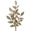 Gold sequined and beaded bay leaf decorative spray branch, 29 inches