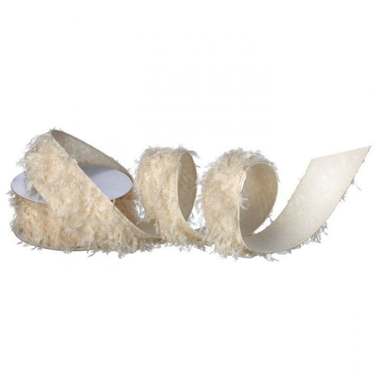 2.5"X10Y MOHAIR TAFTA IVORY  RIBBON