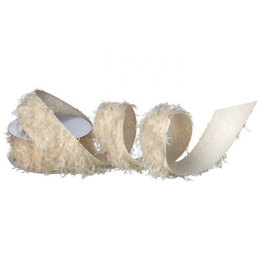 2.5"X10Y MOHAIR TAFTA IVORY  RIBBON