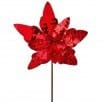 Red mirrored sequin poinsettia artificial stem 24 inches with 12-inch flower head