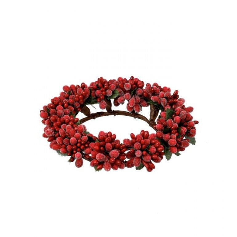 6.5" MINI SUGURED RED BERRY CANDLE RING