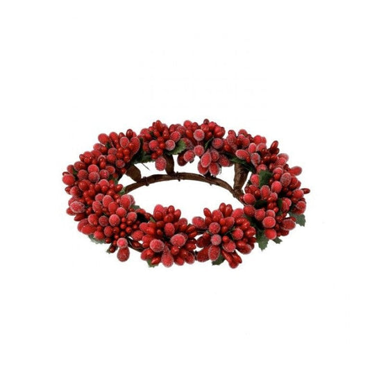 6.5" MINI SUGURED RED BERRY CANDLE RING