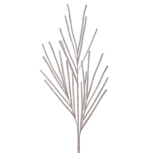 White 34" GLITTERY CRYSTAL FAUX PINE SPRAY