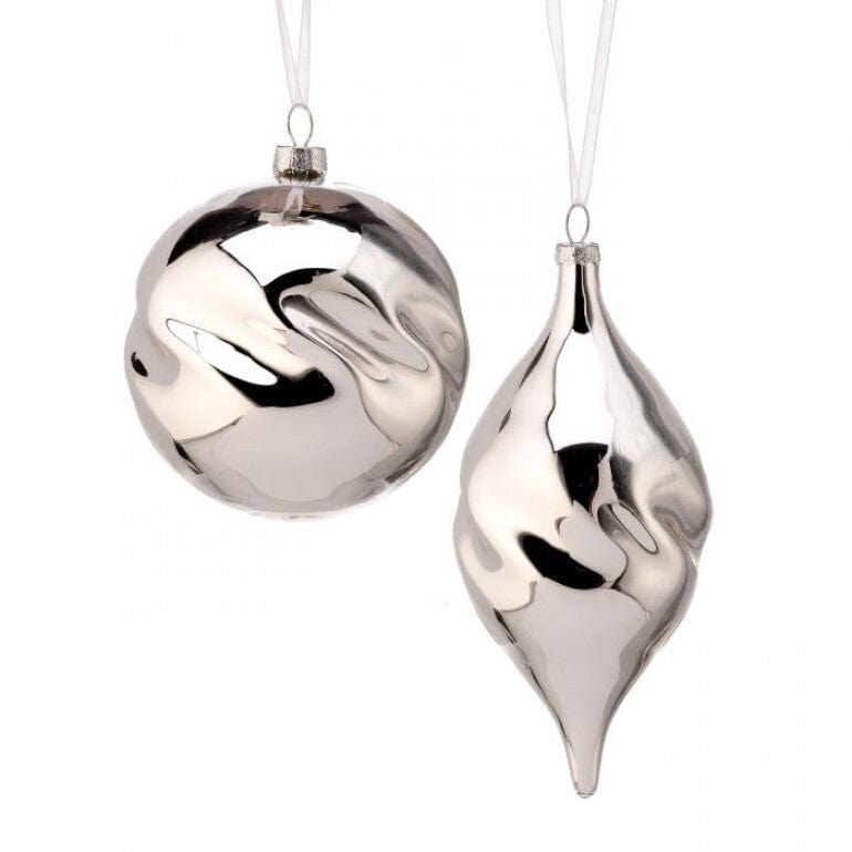 4.5" RIDGED GLASS BALL/FINIAL ORNAMENT 2/AST