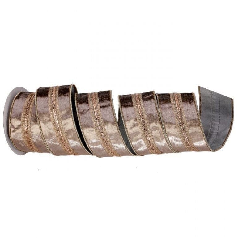 2.5"X5Y HERRINGBONE VELVET/TAFFETA RIBBON - Platinum