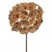 Gold crystal encrusted artificial hydrangea stem with sparkling textured bloom, 24 inches tall