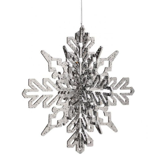 14" VP 3-D SHINY SNOWFLAKE W/SNOW ORNAMENT