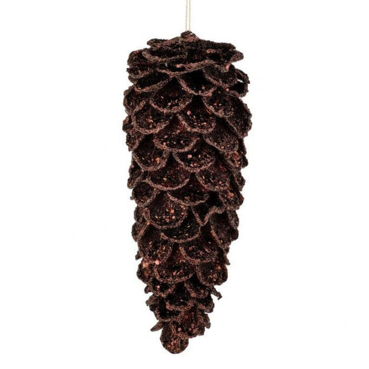 11.5" ICED PTL W/GLTR/JEWEL PINECONE ORNAMENT