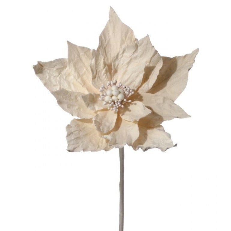 20" WINTER RETREAT WRINKLE POINSETTIA STEM - Ivory