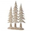 Resin winter pine tree grove figurine in neutral beige tones, 14 inches tall