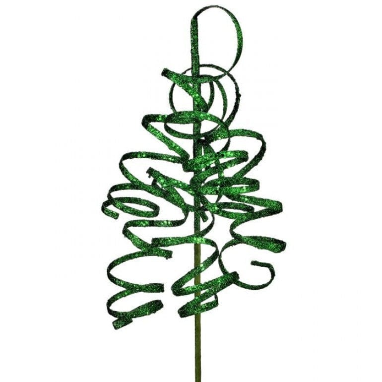 26" GLITTER CURLY Q SPRAY - GREEN