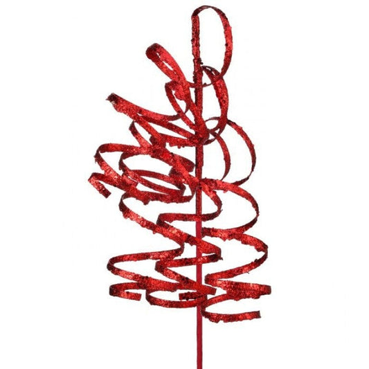 26" GLITTER CURLY Q SPRAY - RED