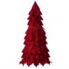 Red velvet holly leaf cone tree with glitter accents, 20 inches tall