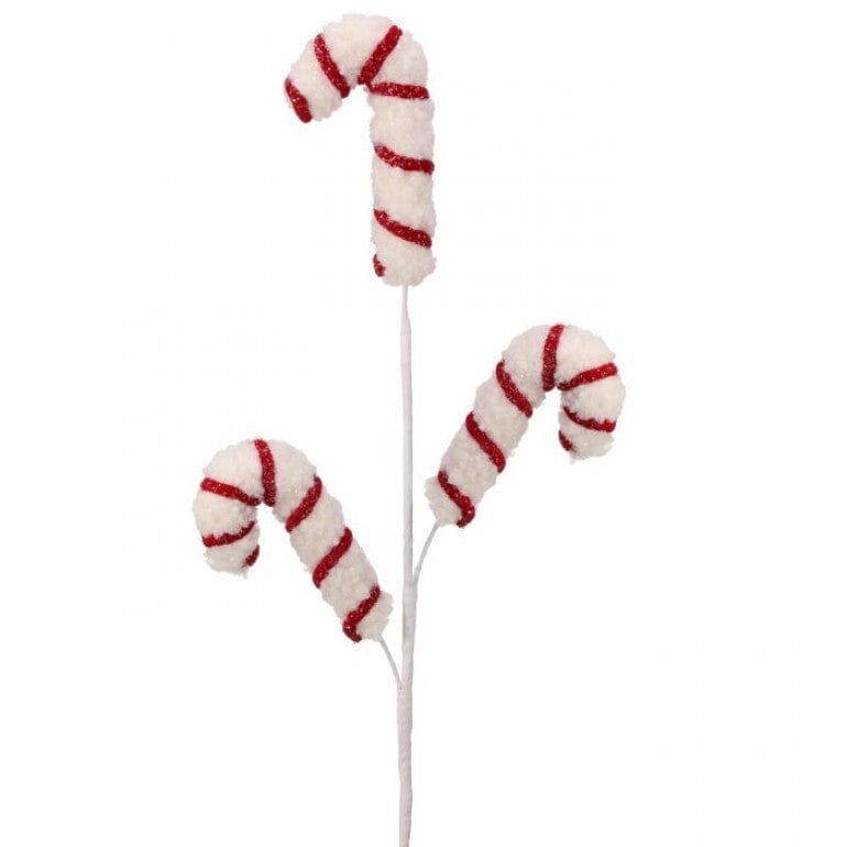 26" CHENILLE GLITTER CANDY CANE SPRAY